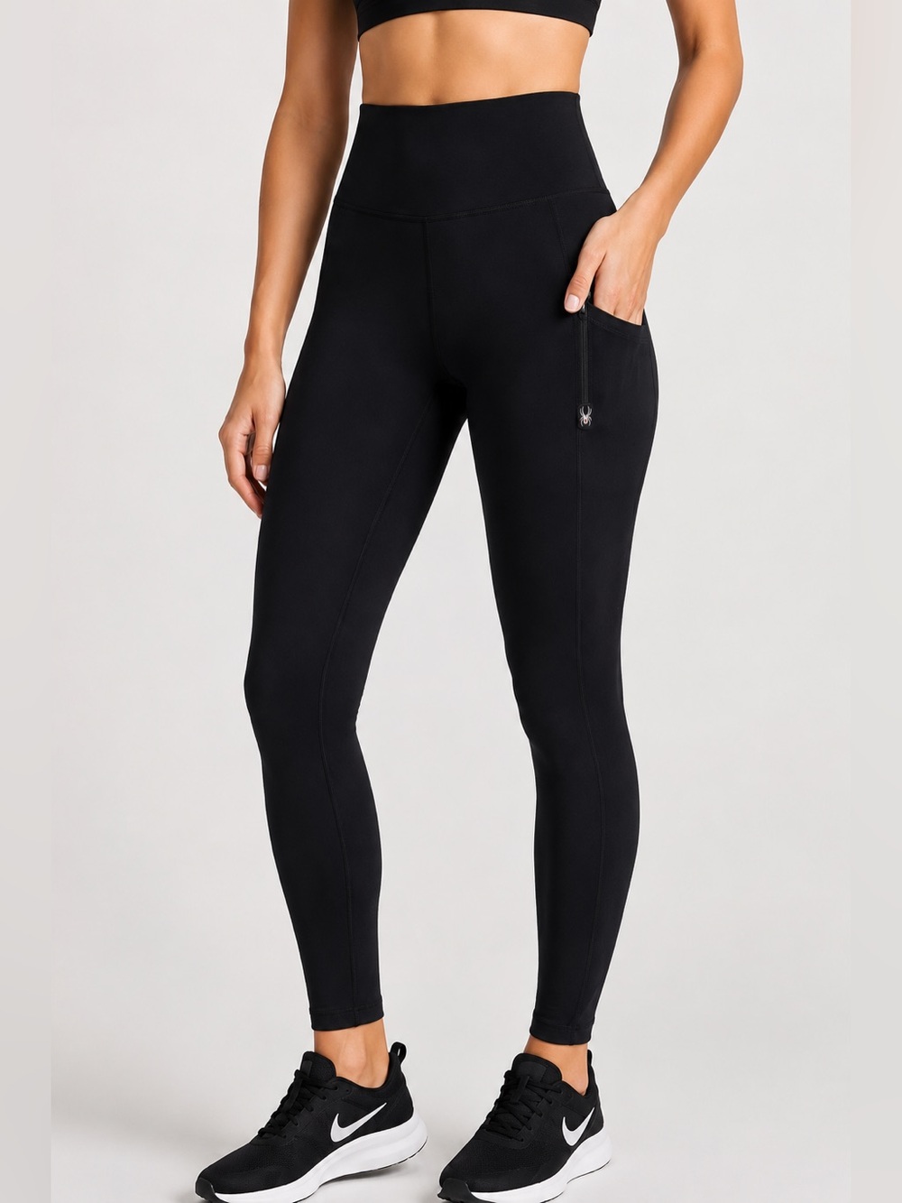 Spyder Active NWT High Rise Pocket Leggings Black Small 4-Way Stretch